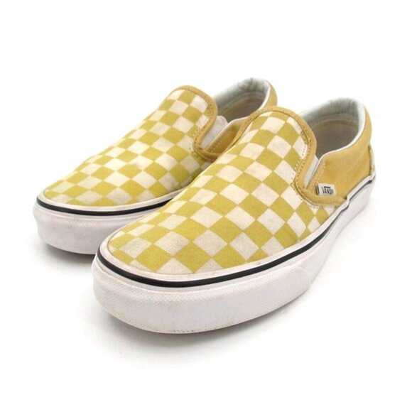 Vans Shoes - VANS Off The Wall Slip On Shoes Yellow Checkered Skater US Sz Womens 7 Mens 5.5